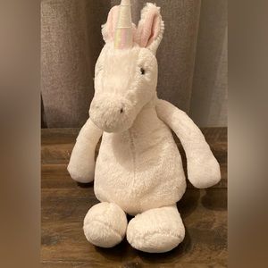 Jellycat Plush 13” Plush Unicorn White Pink Mane & Tail Stuffed Animal Toy